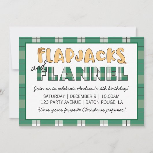 Uitnodiging voor Flapjacks & Flanel Feest (Voorkant)