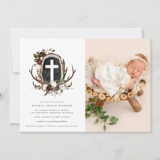 Uitnodiging voor flessenbaptisme in Rustisch land (Voorkant)