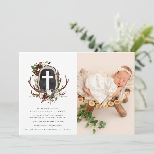 Uitnodiging voor flessenbaptisme in Rustisch land (Staand voorkant)