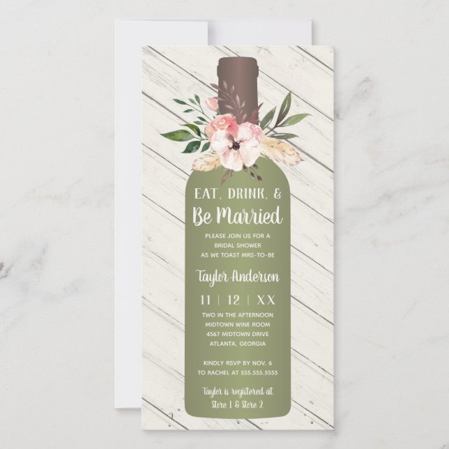 Uitnodiging voor flessenbridal voor wijn (Voorkant)