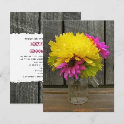 Uitnodiging voor flinters en barnwood-bruiloft (Voorkant / Achterkant)