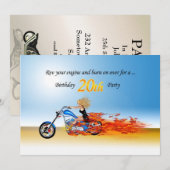 Uitnodiging voor flitsend motorfiets feestje voor (Voorkant / Achterkant)