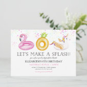 Uitnodiging voor Floatie Pool Feest Verjaardagsfee (Staand voorkant)