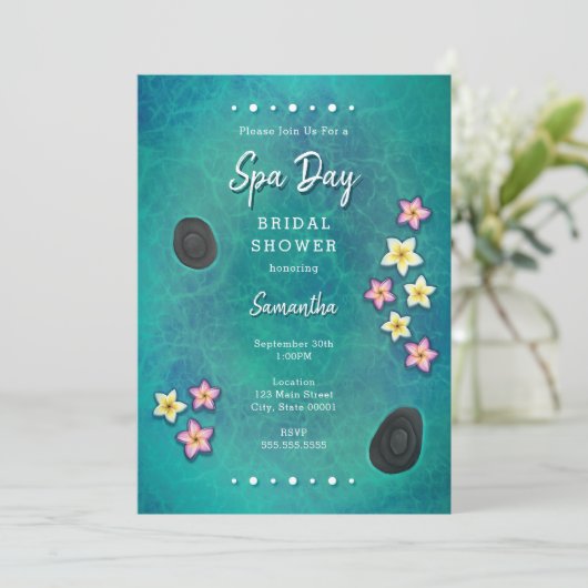 Uitnodiging voor Floating Flowers Spa-dag (Staand voorkant)