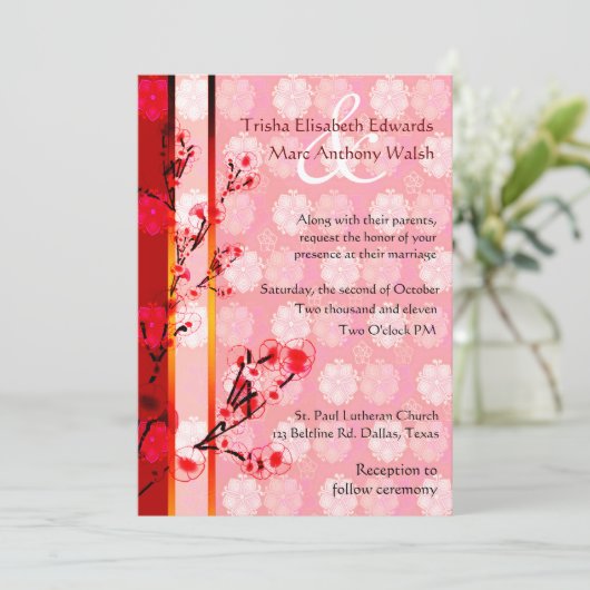 Uitnodiging voor Floral Wedding (Staand voorkant)