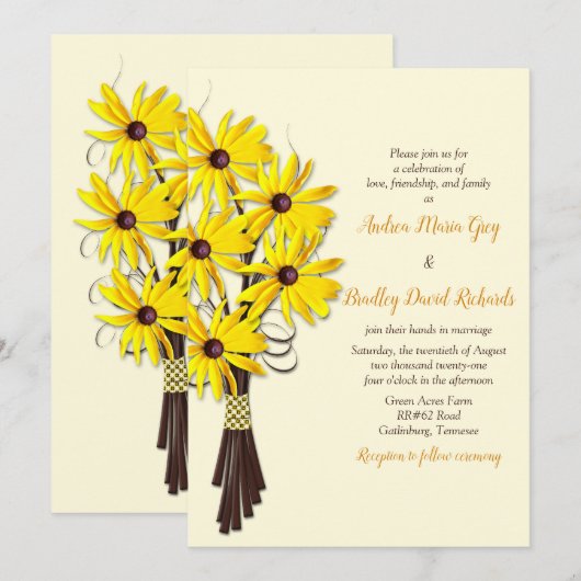 Uitnodiging voor Floral Wedding (Voorkant / Achterkant)