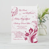  uitnodiging voor Floral White en Red Wedding (Staand voorkant)