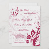  uitnodiging voor Floral White en Red Wedding (Voorkant / Achterkant)