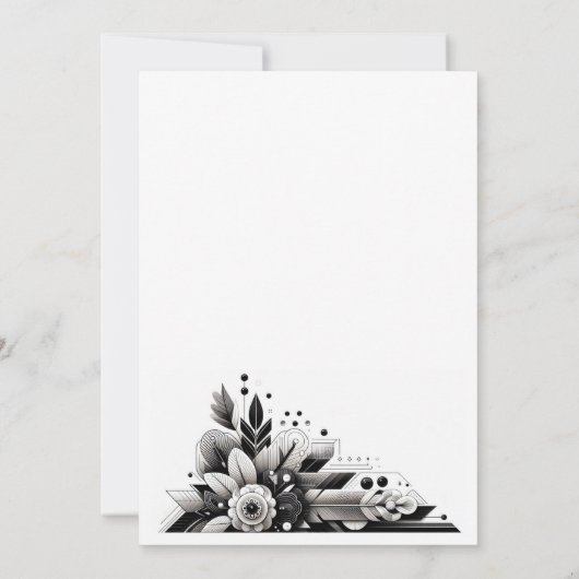 Uitnodiging voor Florale Art Deco-feestje (Achterkant)