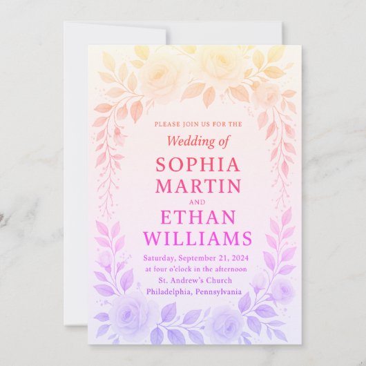 uitnodiging voor florale bruiloft (Achterkant)