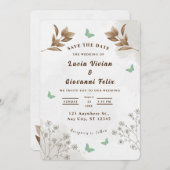 Uitnodiging voor florale en vlinderbruiloft van le (Voorkant / Achterkant)
