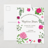 uitnodiging voor florale tuin van Birthday (Voorkant / Achterkant)