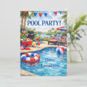 Uitnodiging voor Florida 4 juli zwembadfeest (Staand voorkant)