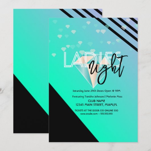 Uitnodiging voor Flyer van Bright Ladies Night Clu (Voorkant / Achterkant)