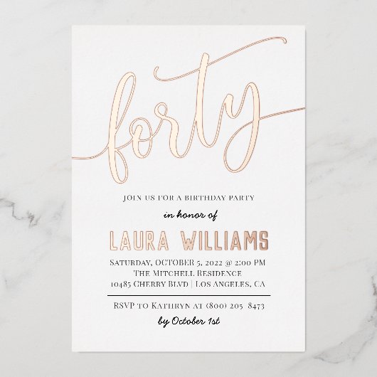 Uitnodiging voor Folie van Word-verjaardag in het  (Voorkant)