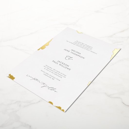 Uitnodiging voor folie voor gouden randen bruiloft (Gedraaid)