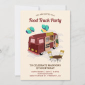 Uitnodiging voor Food Truck Verjaardagsfeestje (Voorkant)