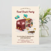 Uitnodiging voor Food Truck Verjaardagsfeestje (Staand voorkant)