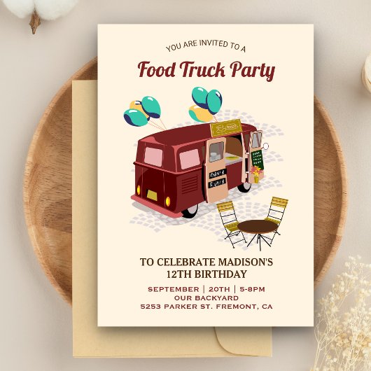 Uitnodiging voor Food Truck Verjaardagsfeestje