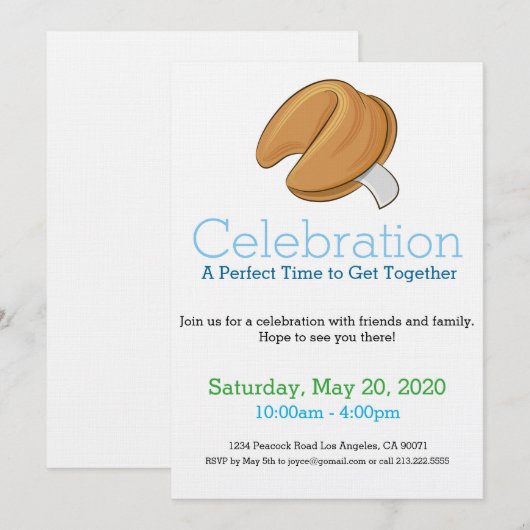 Uitnodiging voor forensische koekjes uit de Chines (Voorkant / Achterkant)