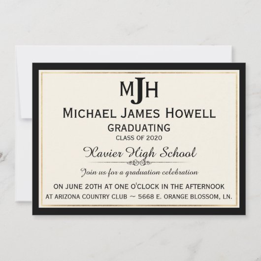 Uitnodiging voor formeel Afstuderen (Achterkant)