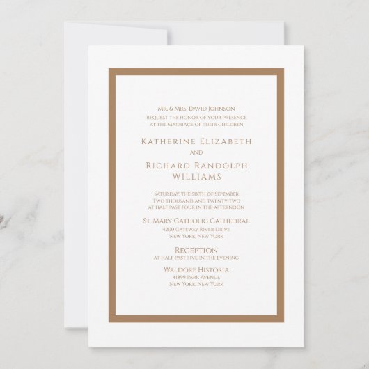 Uitnodiging voor formele goud- en witbruiloft (Voorkant)