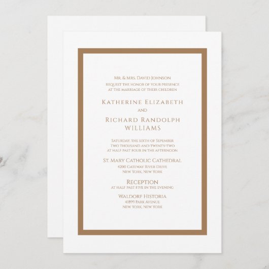 Uitnodiging voor formele goud- en witbruiloft (Voorkant / Achterkant)