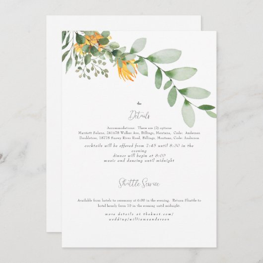 Uitnodiging voor formele zonnebloem-weddenschap (Voorkant / Achterkant)