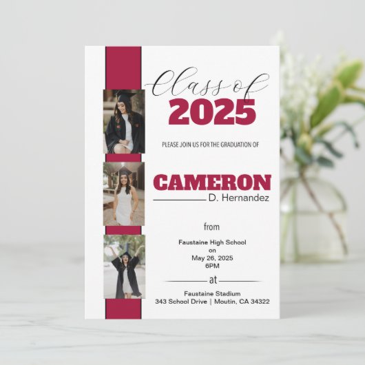  uitnodiging voor foto-Afstuderen (Staand voorkant)