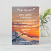 Uitnodiging voor foto van bergzonsondergang bruilo (Staand voorkant)