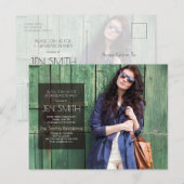 Uitnodiging voor fotoafstudeerfeest. briefkaart (Voorkant / Achterkant)