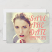 Uitnodiging voor fotoafstudeerfeest. Save the date (Voorkant)