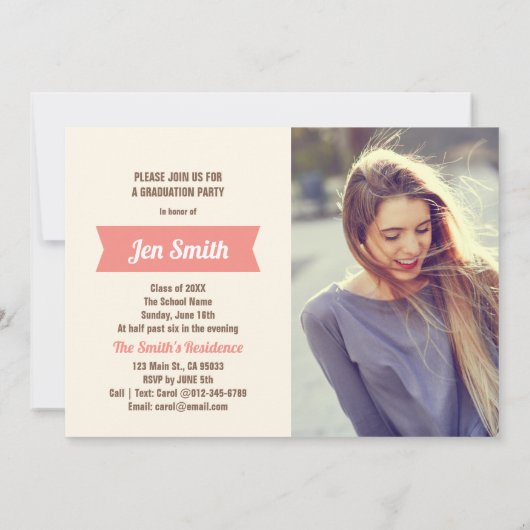 Uitnodiging voor fotoafstudeerfeest. Save the date (Achterkant)