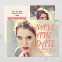 Uitnodiging voor fotoafstudeerfeest. Save the date