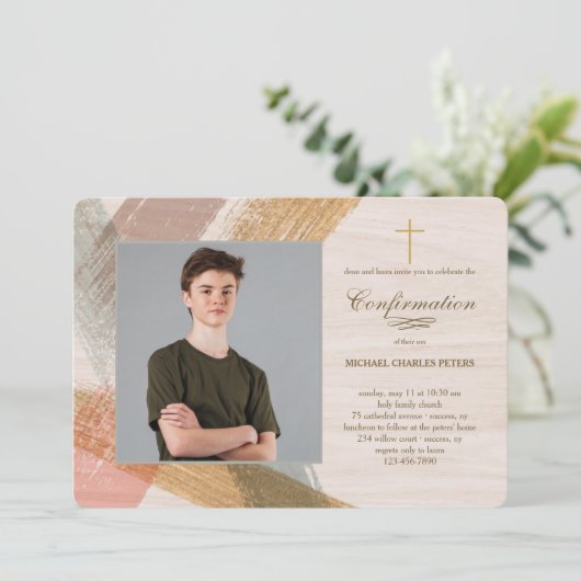 Uitnodiging voor fotobevestiging van penseelstreke (Staand voorkant)