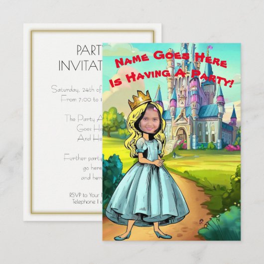  uitnodiging voor fotoprinses (Voorkant / Achterkant)