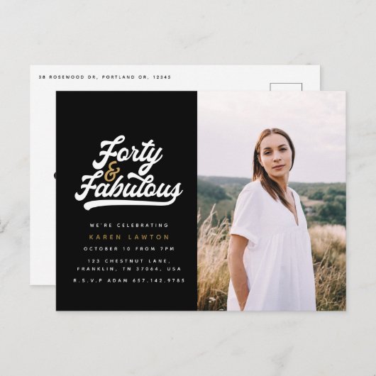 Uitnodiging voor foto's op 40 en fantastisch verja (Voorkant / Achterkant)