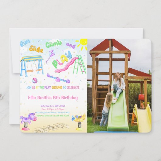 Uitnodiging voor foto's op speelplaats (Voorkant)
