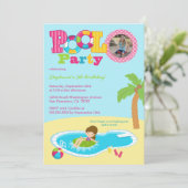 Uitnodiging voor foto's van meisjes van Cute pool (Staand voorkant)