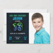 Uitnodiging voor foto's voor 13e verjaardag jongen (Voorkant)