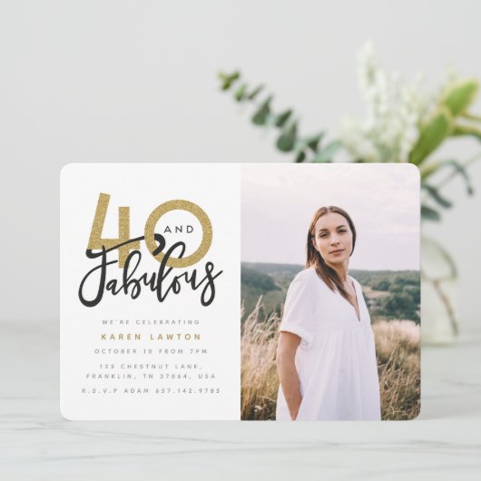 uitnodiging voor foto's voor 40ste verjaardagsfees (Staand voorkant)