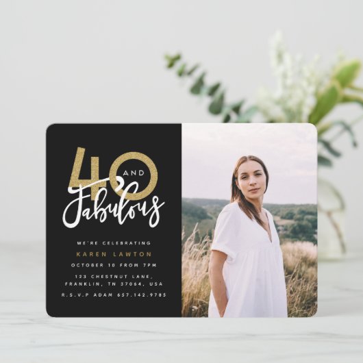 Uitnodiging voor foto's voor 40ste verjaardagsfees (Staand voorkant)