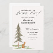 Uitnodiging voor Fox Birthday Party (Voorkant / Achterkant)