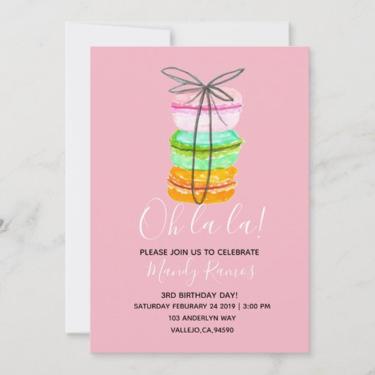 Uitnodiging voor Franse macaron (Voorkant)