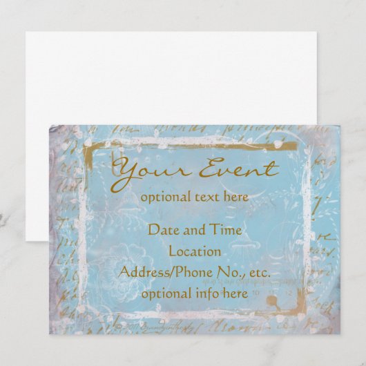  uitnodiging voor Franse toile & Script No.2 (Voorkant / Achterkant)