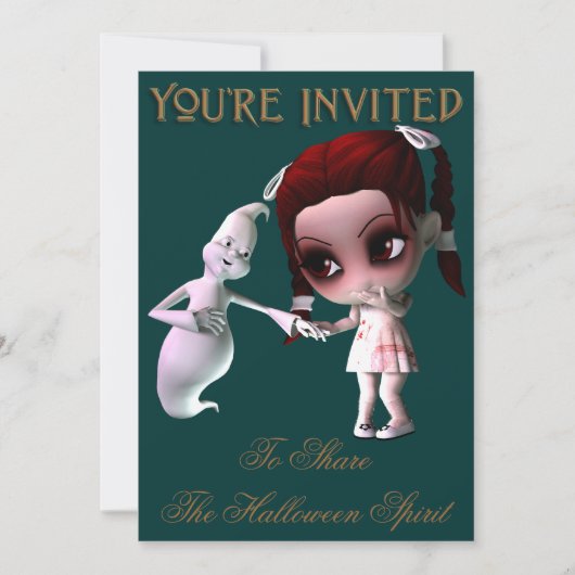 Uitnodiging voor Friendly Ghost Halloween Party (Voorkant)