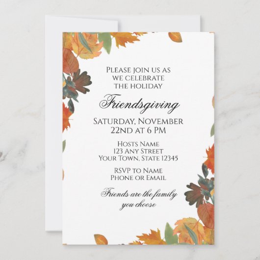 Uitnodiging voor Friendsgiving (Voorkant)