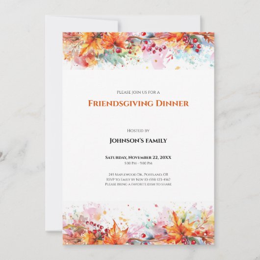 Uitnodiging voor Friendsgiving-diner (Voorkant)