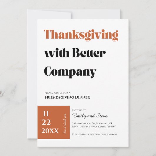 Uitnodiging voor Friendsgiving-diner (Voorkant)