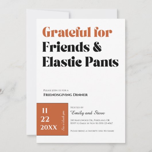 Uitnodiging voor Friendsgiving-diner (Voorkant)